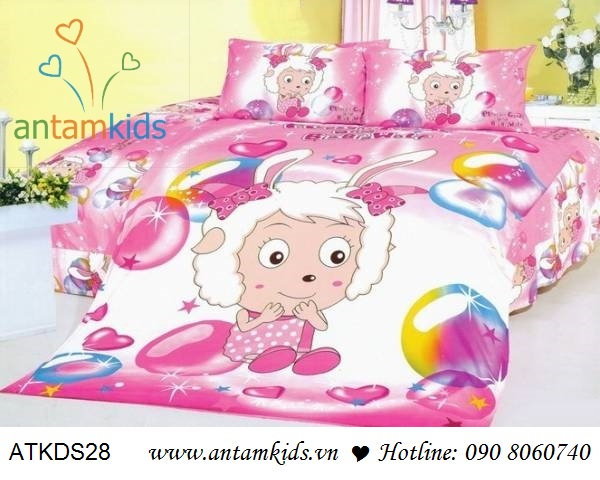 Chăn ga gối trẻ em ATKDS28 chu cuu vui ve mau hong chăn ga gối hoạt hình, chăn ga gối Hàn quốc tuyệt đẹp GIÁ TỐT NHẤT, Hà Nội, HCM: 0908060740