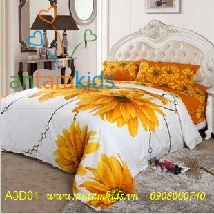 Chăn drap 3D HOA HƯỚNG DƯƠNG rực rỡ nắng vàng