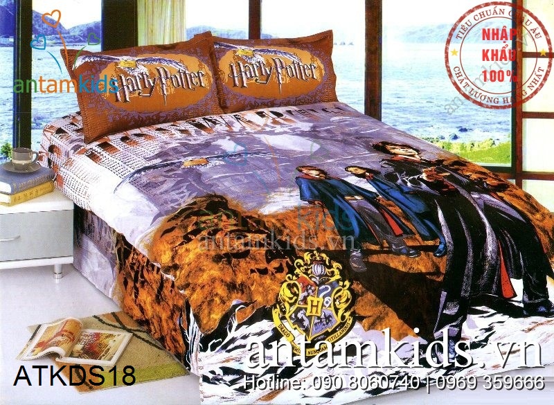 Chăn ga gối cho bé trai in hình Harry Porter Cậu bé phù thủy nổi tiếng