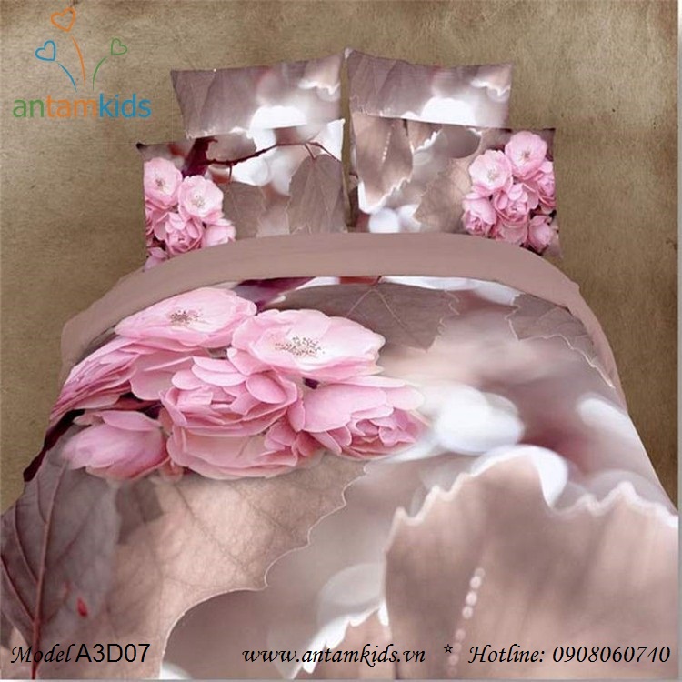 Chăn ga gối 3D Hoa anh đào sắc hồng đẹp mê mẩn - Sản phẩm bên ngoài đẹp hơn hình catalogue rất nhiều đấy ạ - AnTamKids.vn
