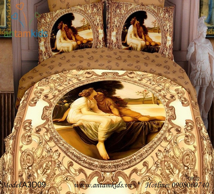 Chăn ga gối 3D hoàng cung cổ điển lãng mạn sang trọng, phong cách châu Âu - AnTamKids.vn