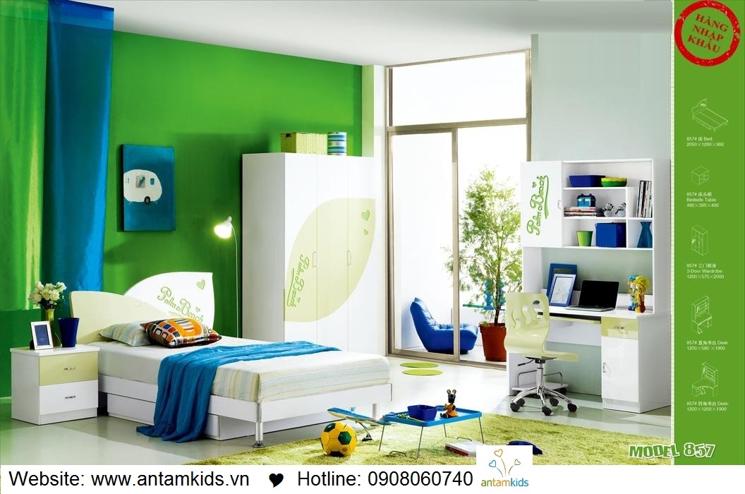 Phòng ngủ trẻ em H857 xinh xắn giá cực tốt| Noi That Tre Em AnTamKids