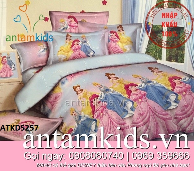 Chăn ga gối Những nàng Công chúa Disney nổi tiếng cho bé gái antamkidsvn