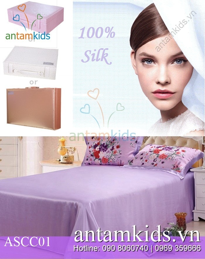 Chăn drap cao cấp Sweet Honey ASCC01 hoa tím lãng mạn kiêu sa