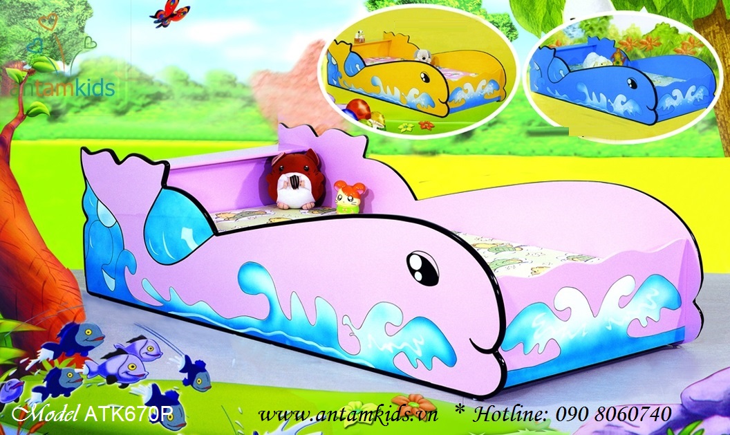 Giường ngủ cá heo hồng xinh ATK670P cho bé | AnTamkids.vn