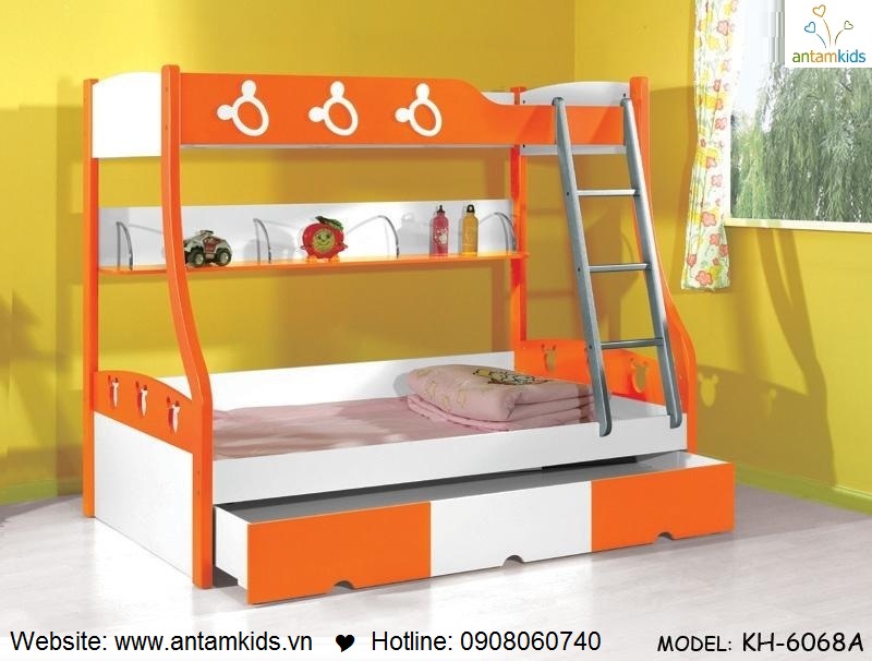 Giường 3 tầng trẻ em KH6068A- GIÁ ưu đãi TỐT NHẤT thị trường | ANTAMKIDS.VN