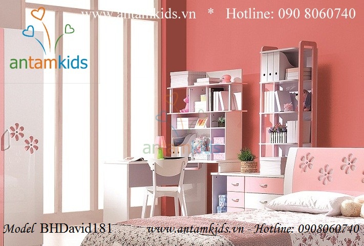 Bàn học cho bé gái BHDavid181 màu hồng