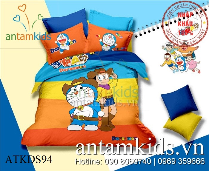 Chăn ga gối đệm hình Doremon Nobita, ngộ nghĩnh cho bé trai bé gái AnTamKids.vn