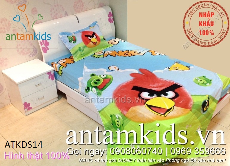 Bộ chăn ga gối Angry Birds ngộ nghĩnh siêu đáng yêu cho trẻ em - antamkidsvn
