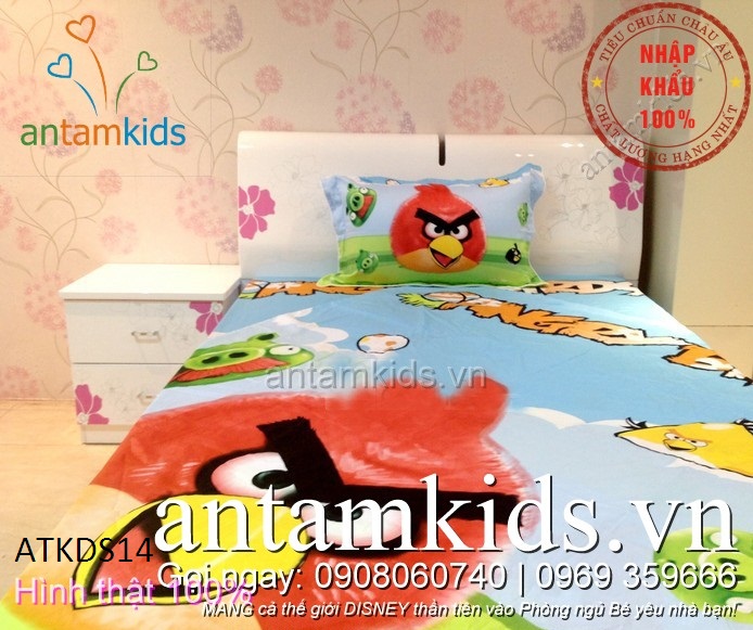 Chăn ga gối hình Angry Birds ngộ nghĩnh siêu đáng yêu cho trẻ em - antamkidsvn