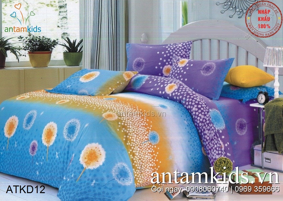 Chăn ga gối Hàn Quốc, Drap mền cotton lụa cap cấp nhập khẩu AnTamKidsvn