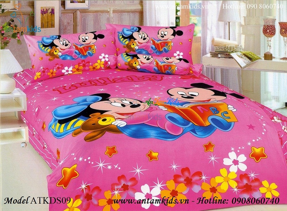 Bộ chăn ga gối hoạt hình trẻ em cho bé trai bé gái, chăn ga gối nhập khẩu 100% cotton | AnTamKids.vn