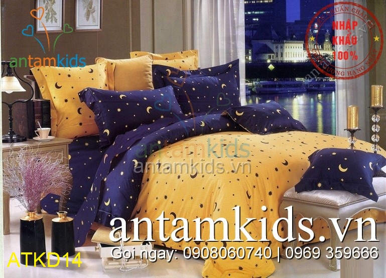 Chăn ga gối Hàn Quốc, Drap mền cotton lụa cap cấp nhập khẩu AnTamKidsvn