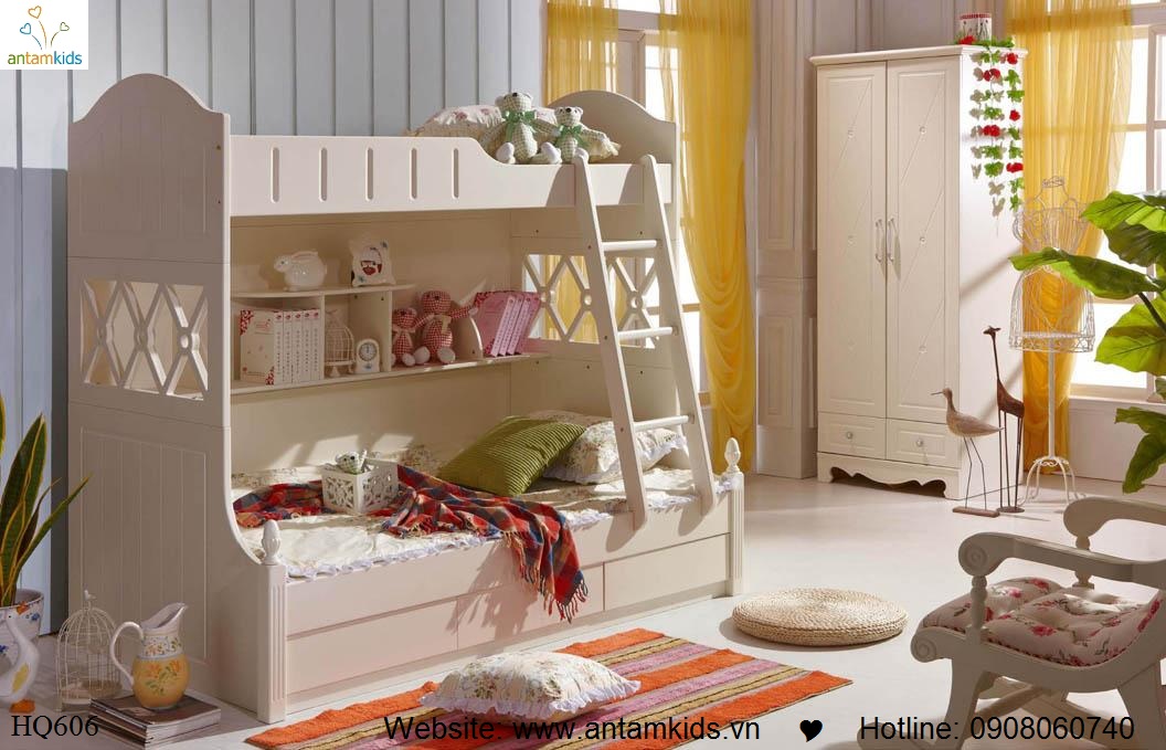 Giuong 2 tang tre em HQ606 Hàn quốc - GIÁ ưu đãi TỐT NHẤT thị trường | ANTAMKIDS.VN