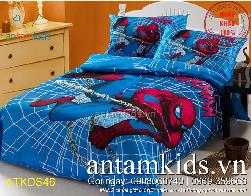 Chăn ga gối Người nhện Spider Man ATKDS46 cá tính sành điệu cho bé trai