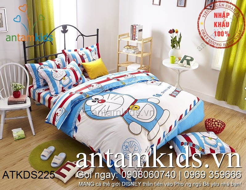 Bộ chăn ga gối đệm hình Doremon cao cấp nhập khẩu cho bé trai bé gái, Chăn ga gối Doremon xịn, Chăn ga gối đệm Doremon trẻ em, Chăn ga gối hoạt hình Doremon, Chăn mền hình Doremon, Drap giường Doremon, Ra nệm Doremon cho bé yêu
