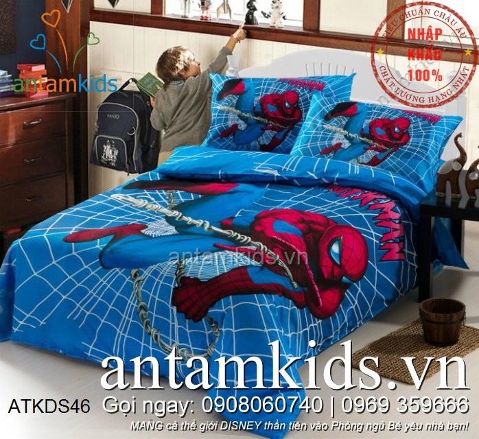 Chăn ga gối cho bé trai mê Người nhện SpiderMan ngộ nghĩnh dễ thương