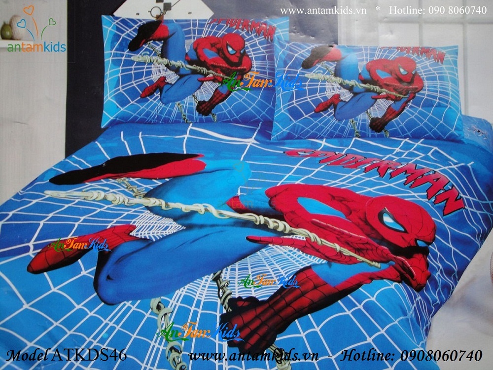 Chăn ga gối Người nhện Spider Man ATKDS46 cá tính sành điệu cho bé trai