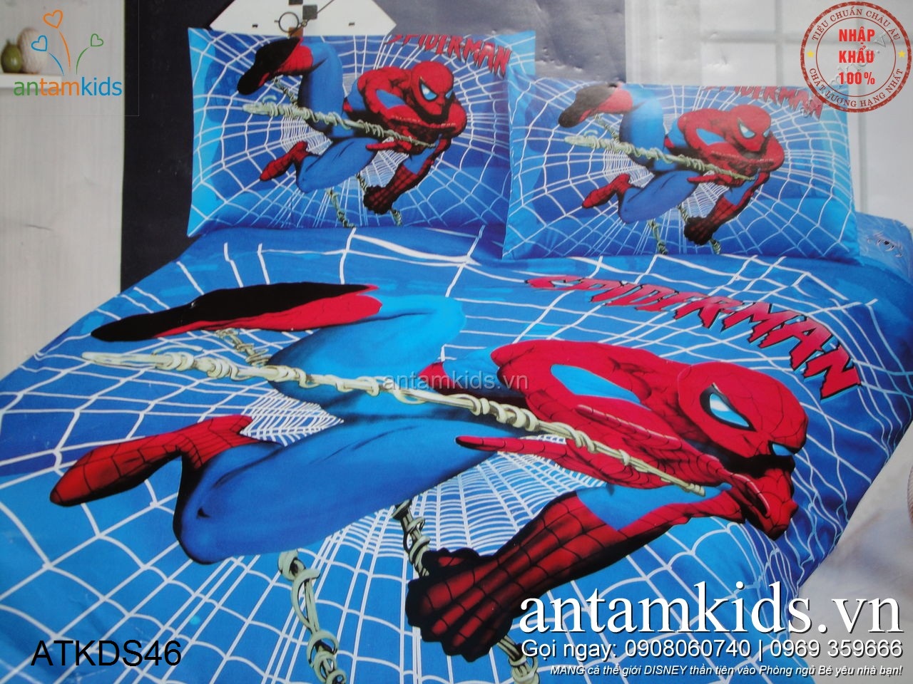 Chăn ga gối Người nhện Spider Man ATKDS46 cá tính sành điệu cho bé trai