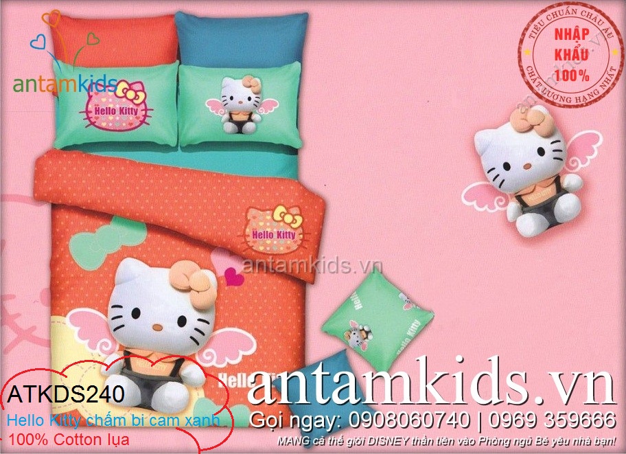 Chăn ga gối Hello Kitty, bộ mền drap trải giường cực yêu cho bé gái