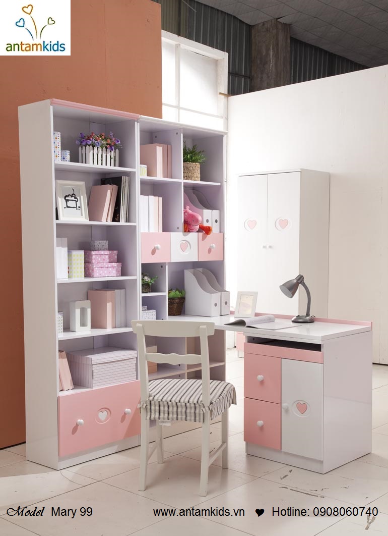 Bàn học trẻ em Mary 99, màu hồng cho bé gái - AnTamKids.vn