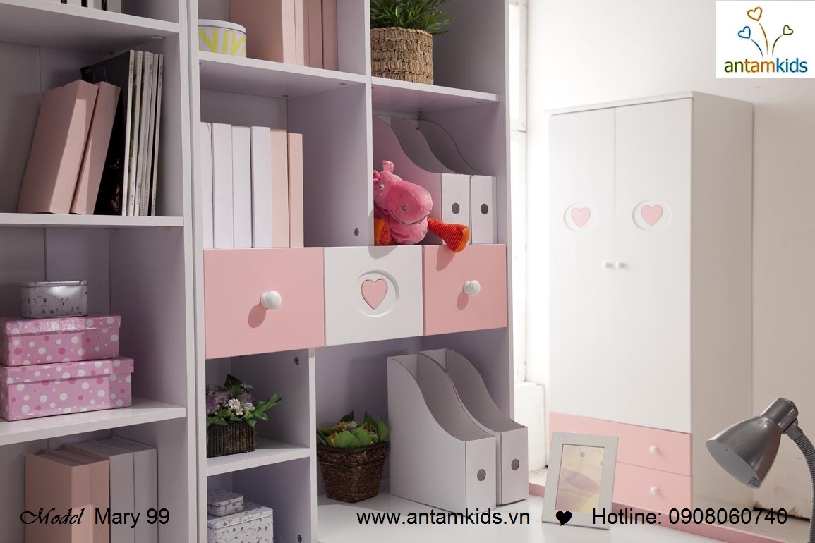 Bàn học cho bé Mary 99, màu hồng cho bé gái - AnTamKids.vn