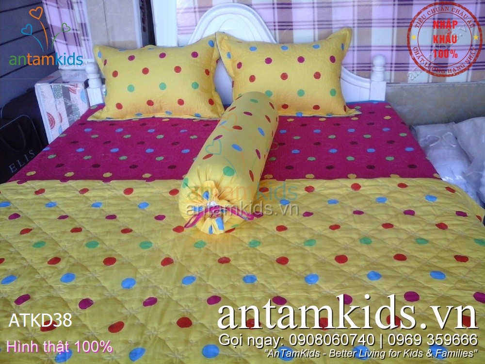 Chăn ga gối Hàn Quốc, Drap mền cotton lụa cap cấp nhập khẩu AnTamKidsvn