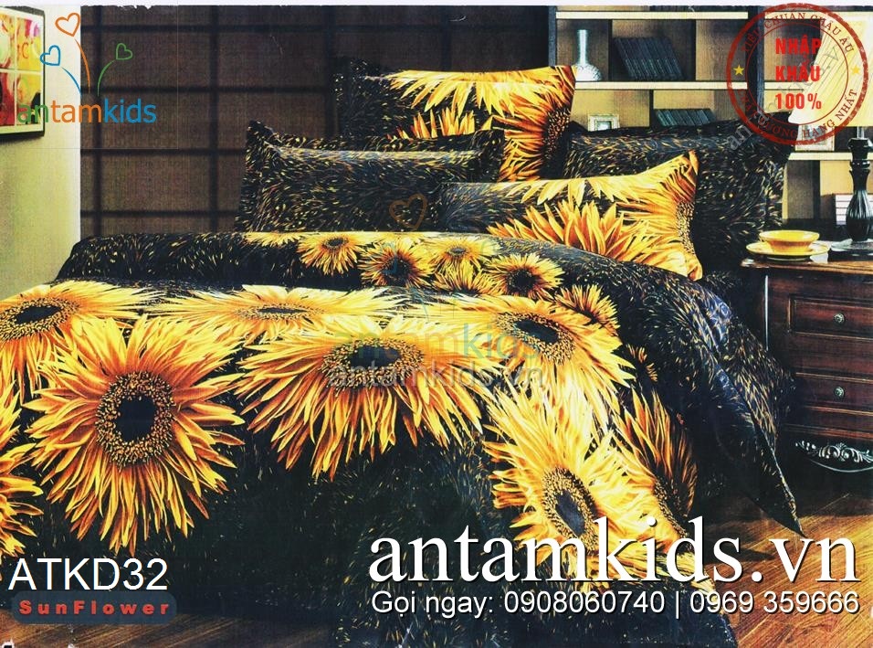 Chăn ga gối Hàn Quốc, Drap mền cotton lụa cap cấp nhập khẩu AnTamKidsvn