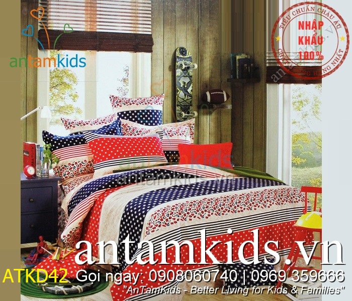 Chăn ga gối Hàn Quốc, Drap mền cotton lụa cap cấp nhập khẩu AnTamKidsvn