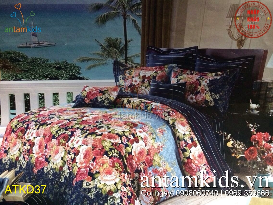 Chăn ga gối Hàn Quốc, Drap mền cotton lụa cap cấp nhập khẩu AnTamKidsvn