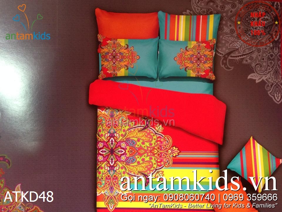 Chăn ga gối Hàn Quốc, Drap mền cotton lụa cap cấp nhập khẩu AnTamKidsvn