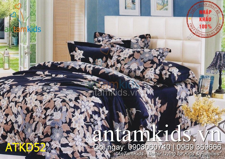 Chăn ga gối Hàn Quốc, Drap mền cotton lụa cap cấp nhập khẩu AnTamKidsvn