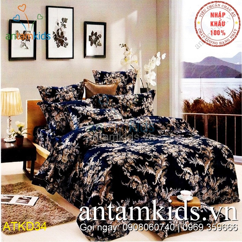 Chăn ga gối Hàn Quốc, Drap mền cotton lụa cap cấp nhập khẩu AnTamKidsvn