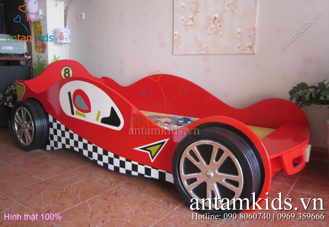 Giường xe đua bánh to như thật cho bé trai thật sành điệu - AnTamKids.vn