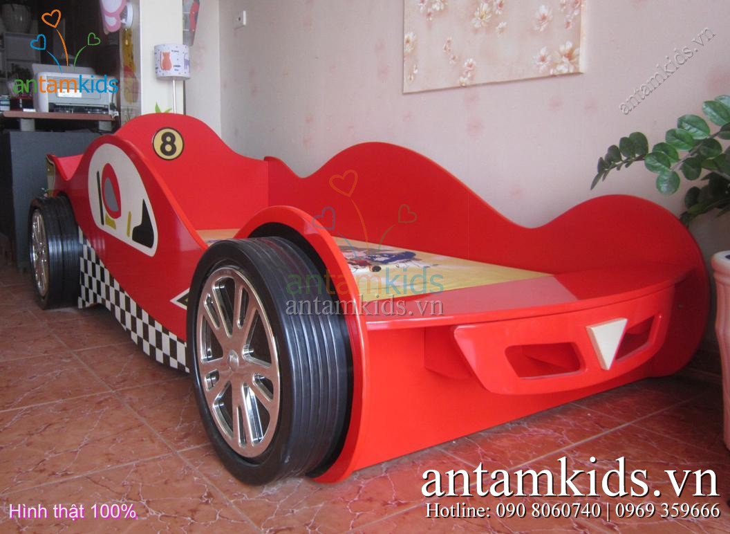 Giường xe đua bánh to như thật cho bé trai thật sành điệu - AnTamKids.vn