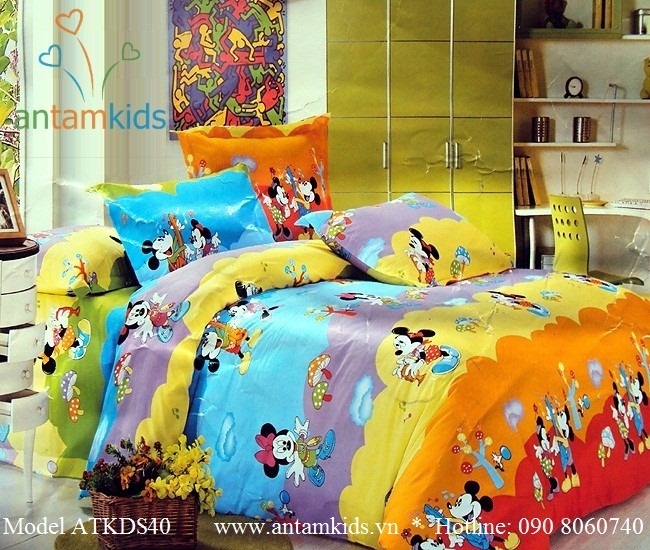 Chăn drap gối hình Mickey Donal Disney dành cho em bé cực yêu