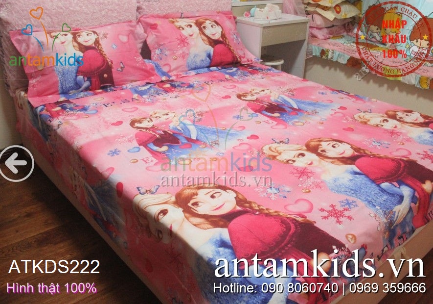Chăn Ga Gối Hoạt Hình Công chúa Băng Giá Frozen Anna Elsa, antamkidsvn