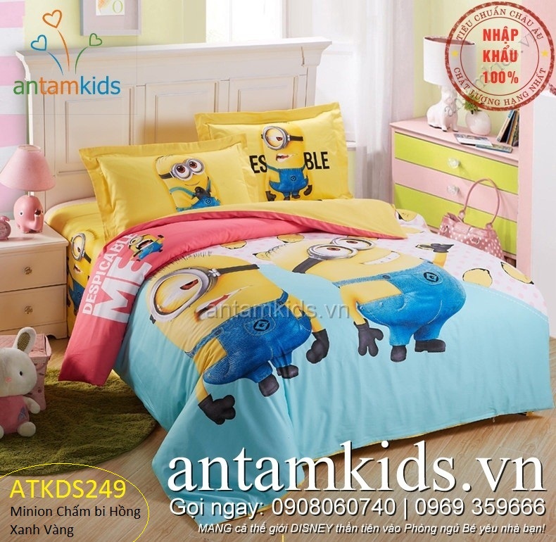 Chăn ga gối minion hồng cho bé trai bé gái, bộ chăn ga gối hình minion ngộ nghĩnh, chăn ga gối đệm minion đẹp, ga giường minion dễ thương, chăn ga gối đệm hoạt hình minion, drap trải giường minion, gối ôm minion, chăn ga minion, chăn gối drap mền minion cao cấp nhập khẩu tuyệt đẹp