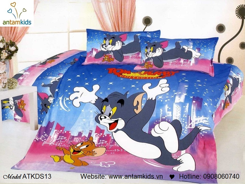 Chăn ga gối hoạt hình, Chăn ga gối trẻ em ATKDS13 Tom & Jerry Hà Nội| Noi That Tre Em AnTamKids.vn,Tom & Jerry
