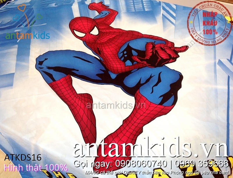 Bộ chăn ga gối Spider Man người nhện cho bé trai - AnTamKids.vn