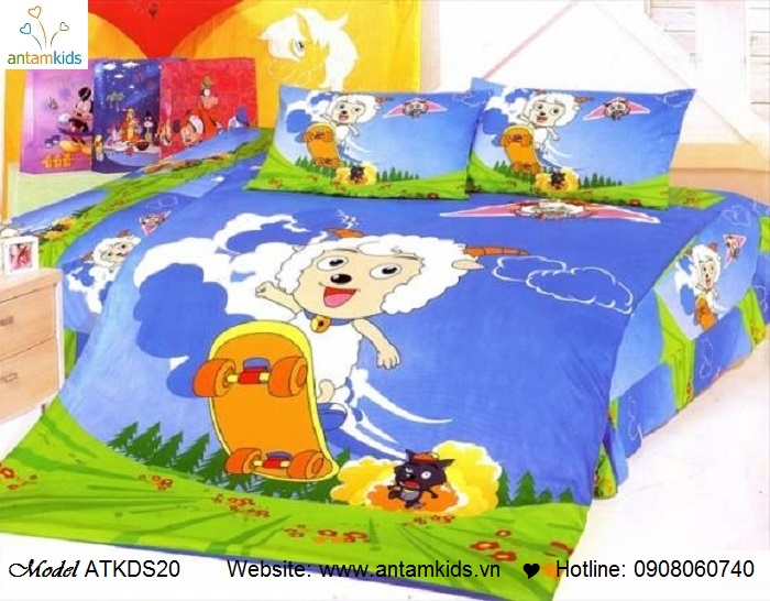 Bộ chăn ga gối hoạt hình trẻ em cho bé trai bé gái, chăn ga gối nhập khẩu 100% cotton  | AnTamKids.vn