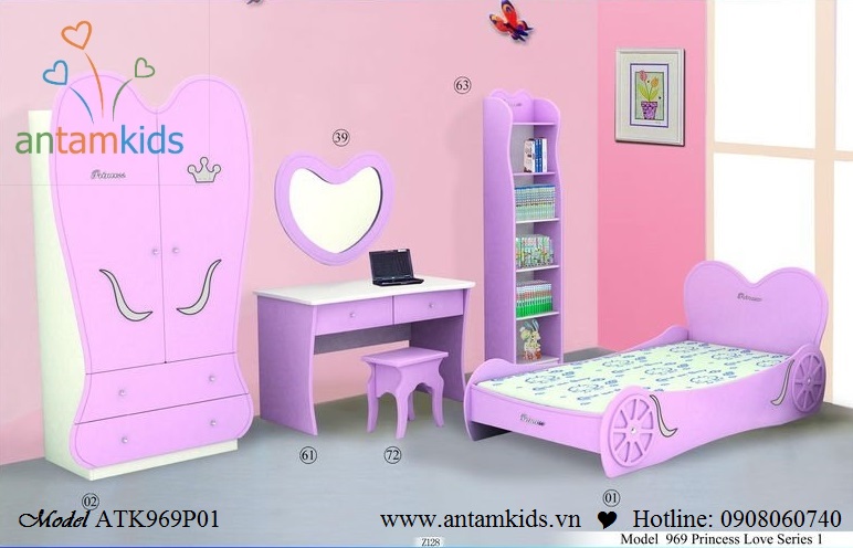 giường, tủ áo, bàn học đồng bộ cho phòng công chúa nhỏ xinh của bạn | AnTamkids.vn