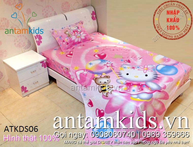 Chăn ga gối trẻ em hình Hello Kitty màu hồng cực xinh xắn cho bé gái