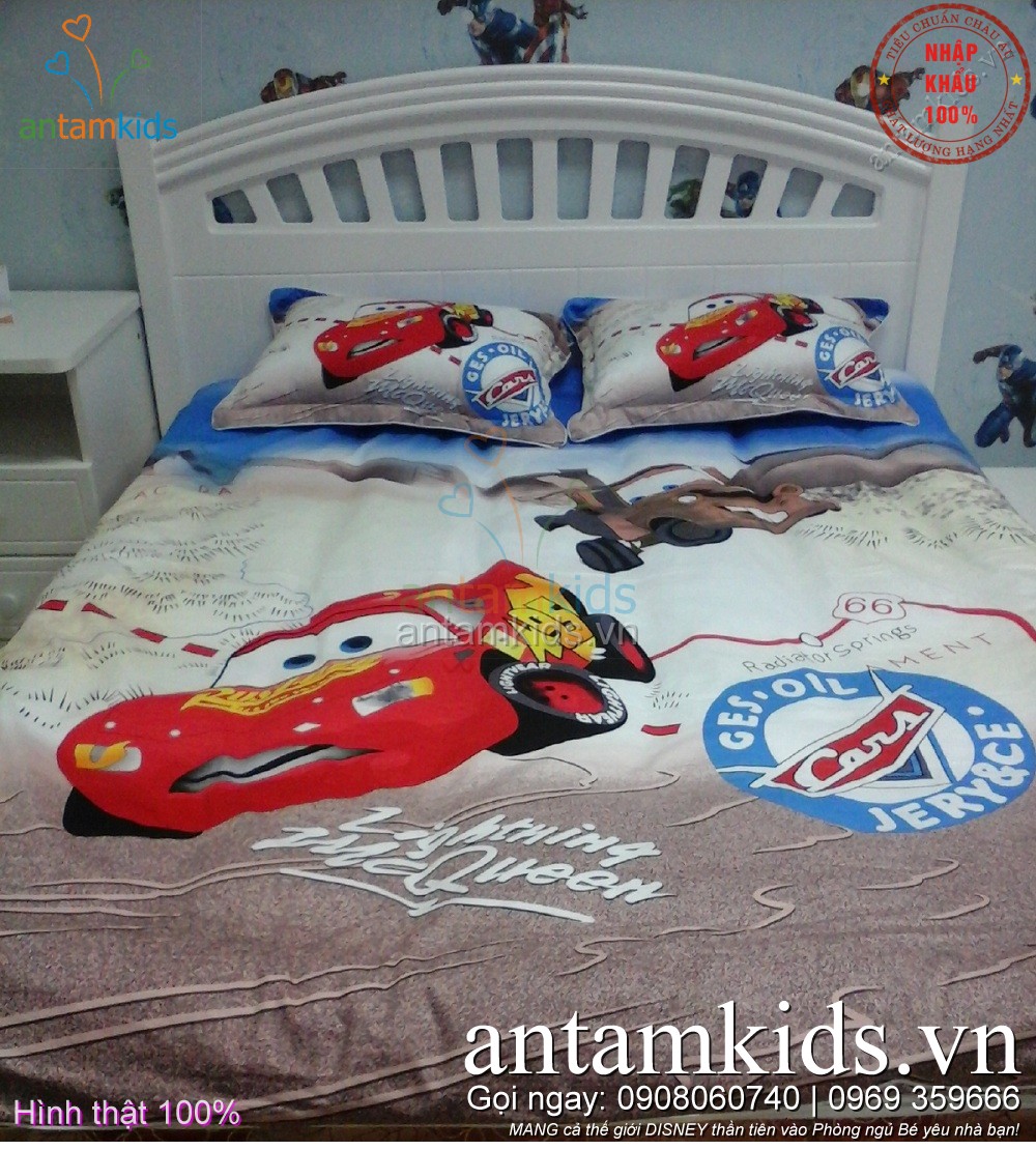 Chăn ga hình ô tô McQueen cho be trai - AnTamKids.vn