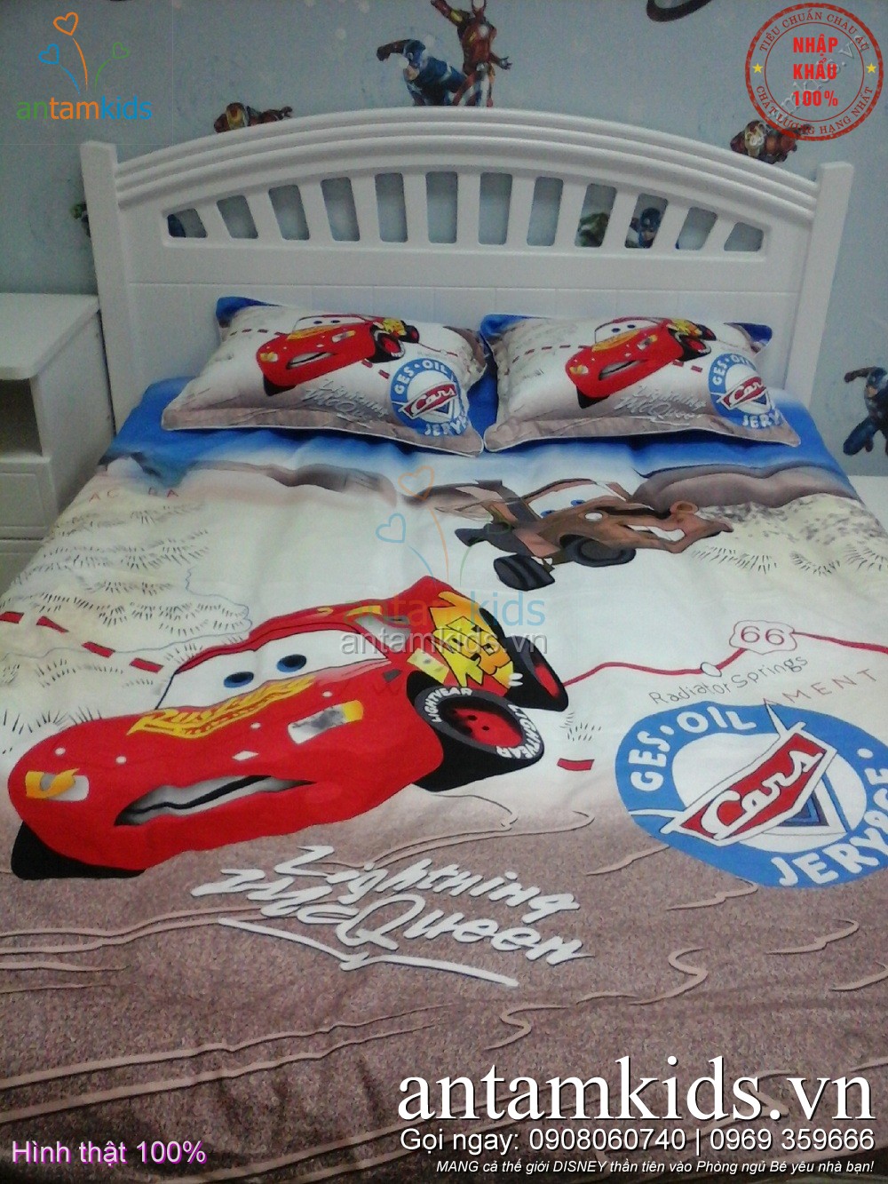 Chăn ga hình ô tô McQueen cho be trai - AnTamKids.vn