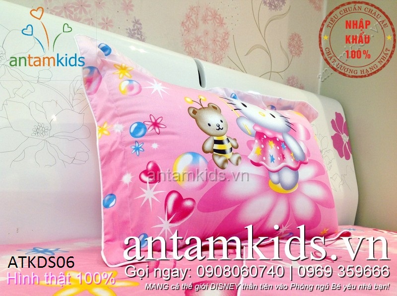Chăn ga gối trẻ em hình Hello Kitty màu hồng cực xinh xắn cho bé gái