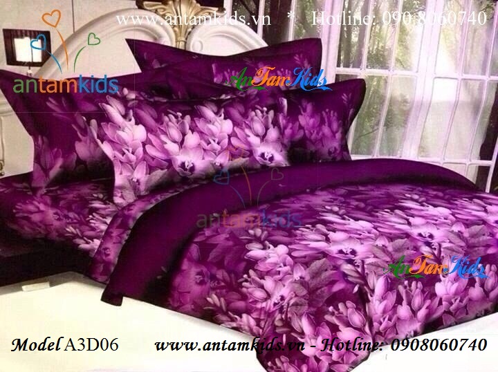 Chăn ga gối 3D Hoa lan tím lãng mạn phong cách Hàn Quốc đầy Đam Mê chỉ có tại AnTamKids