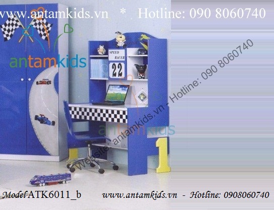 Bàn học cho bé trai mê Oto màu xanh ATK6011_b