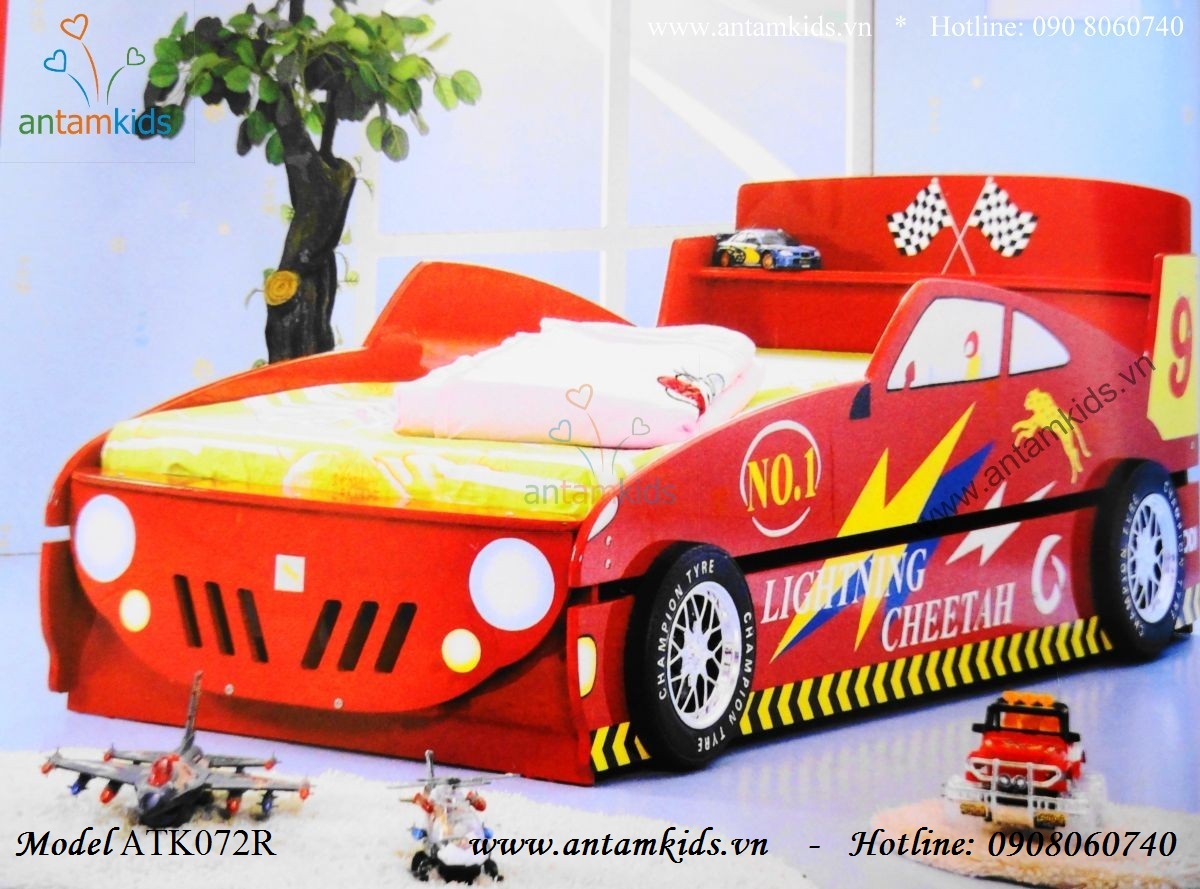 Giường hình xe ô tô 2 tầng cho bé trai, giường tầng xe hơi cho bé trai