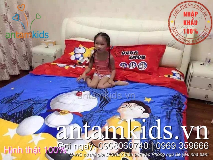 Bộ chăn ga gối đệm hình Doremon cao cấp nhập khẩu cho bé trai bé gái, Chăn ga gối Doremon xịn, Chăn ga gối đệm Doremon trẻ em, Chăn ga gối hoạt hình Doremon, Chăn mền hình Doremon, Drap giường Doremon, Ra nệm Doremon cho bé yêu